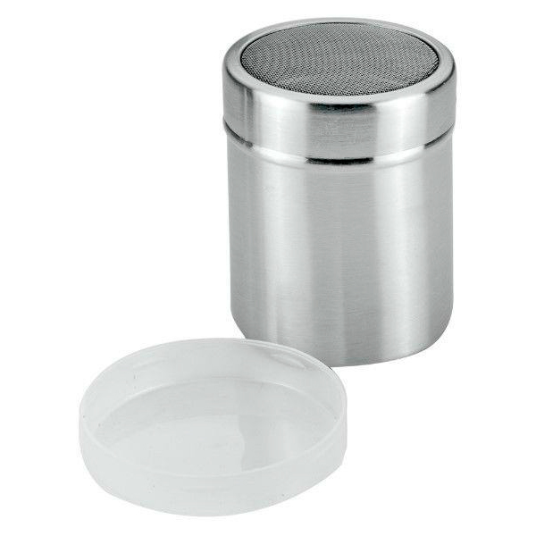 FRASCO CERNIDOR CANELA/AZUCAR C/TAPA ACERO INOXIDABLE 10 x 7,5 CMS.