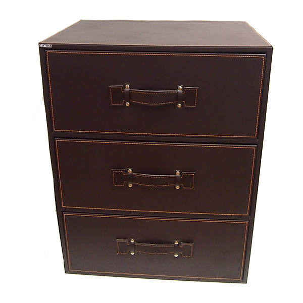 COMODA 3 CAJONES CUERO - 50 x 35 x 66 cm PALERMO