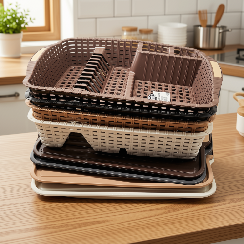 ESCURRIDOR PLATOS SIMIL RATTAN CAPUCHINO
