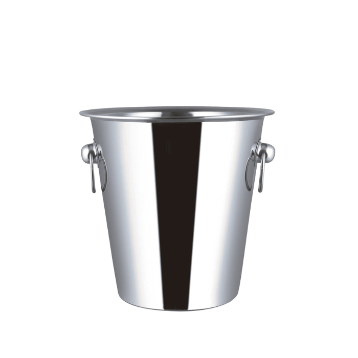 BALDE DE HIELO C�NICO ACERO INOXIDABLE CON AROS - 13 CM