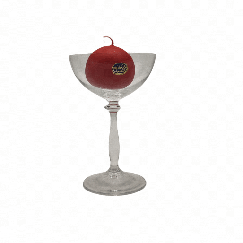 CANDELABRO CRISTAL C/VELA RED GOLDEN BOHEMIA