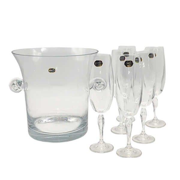 CHAMPAGNERA + 6 COPAS FLAUTA BOHEMIA