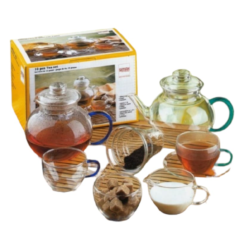 JUEGO TETERA + 4 TAZAS CON ASA AZUL - SIMAX