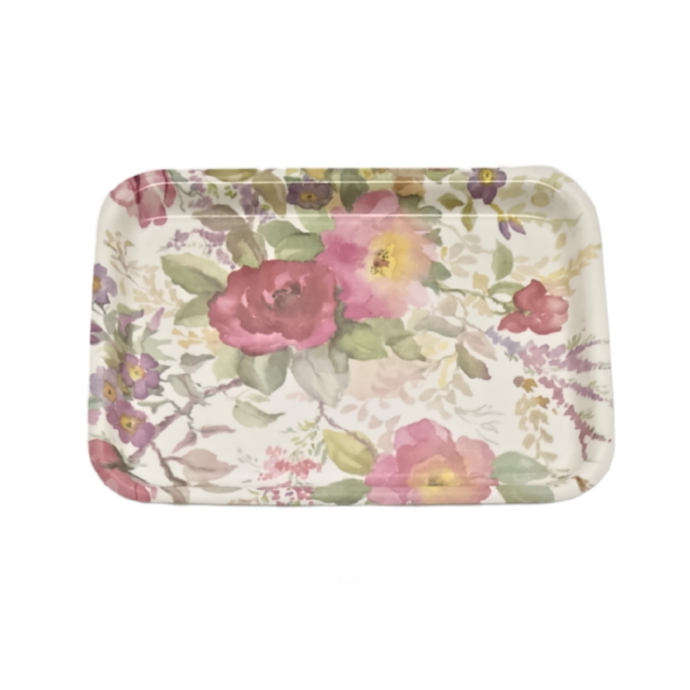 BANDEJA MELAMINA 45X31 ACUARELA ROSA DELTA