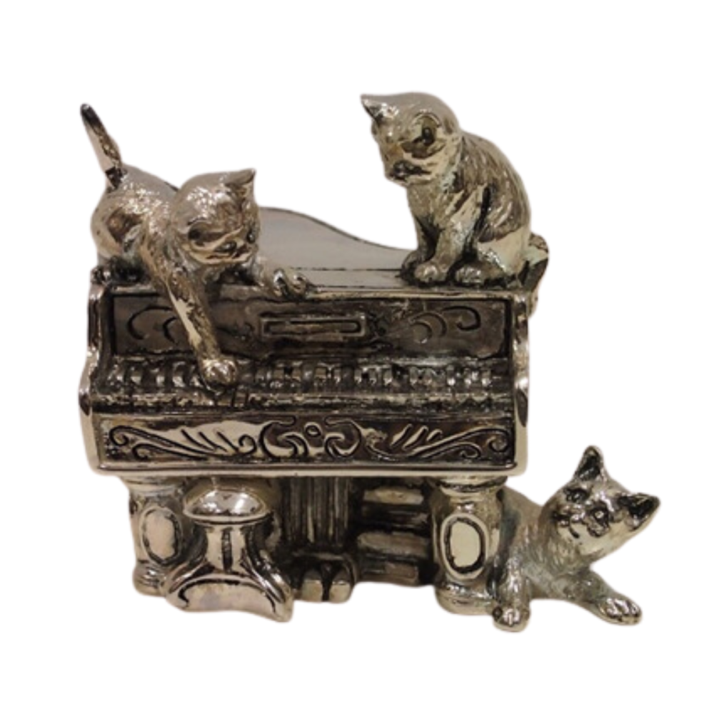 PIANO CON GATITOS PLATINA 12 CMS.