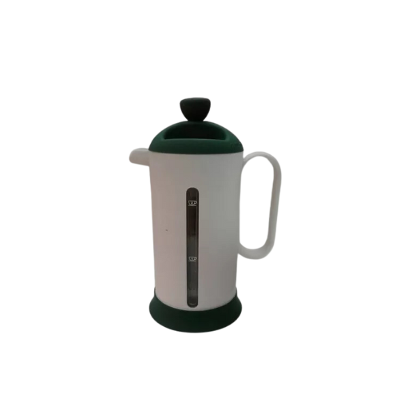 CAFETERA 2 TAZAS CON EMBOLO VERDE Y BLANCO