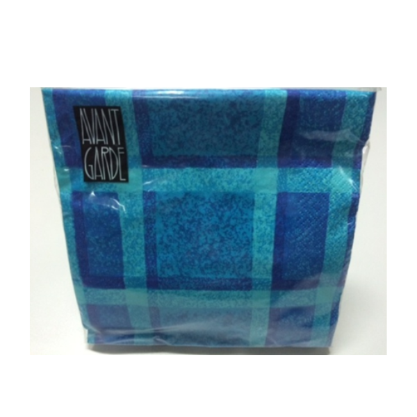 SERVILLETAS A CUADROS AZULES  - 17 x 17 CMS. � 20 UNIDADES