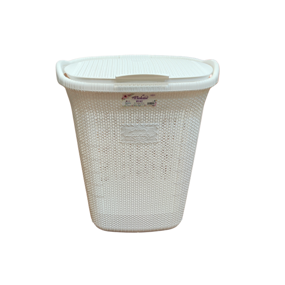 CESTO ROPA BLANCO SIMIL RATTAN 65 LTS