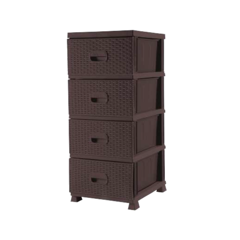 COMODA SIMIL RATTAN MARRON 38X45X90 CM
