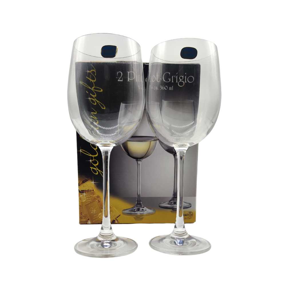 COPA CRISTAL x2 PINOT GRIGIO mod. GOLDEN 350ml BOHEMIA