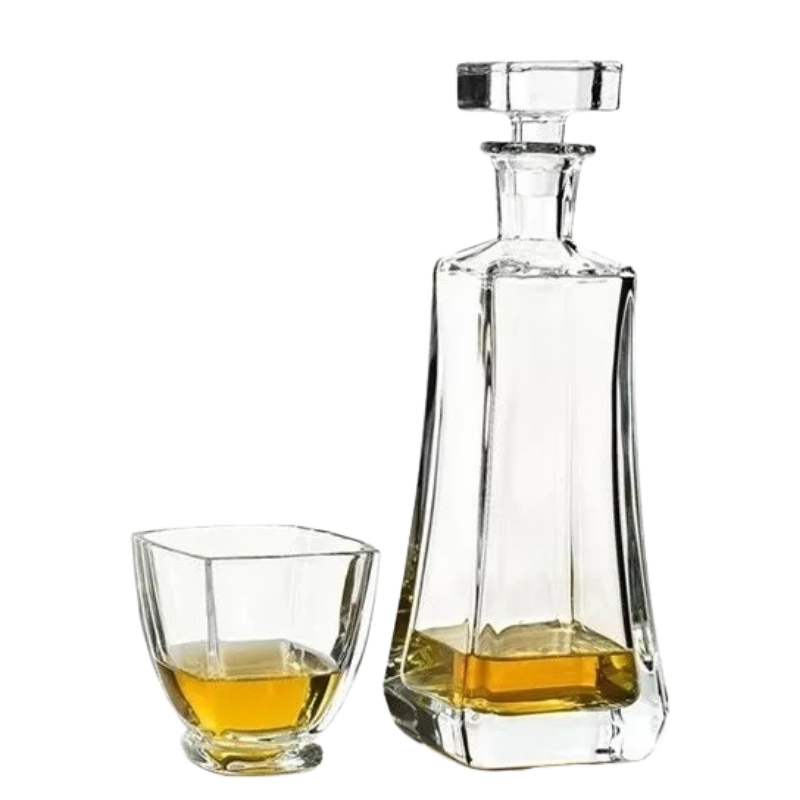 BOTELL�N CRISTAL AREZZO + 6 VASOS CRISTAL PLOMO BOHEMIA